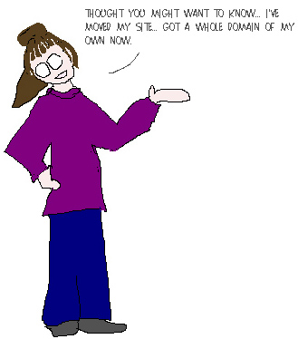 picture, drawn with MSPaint, of me saying 'Thought you might want to know I've got a new domain'